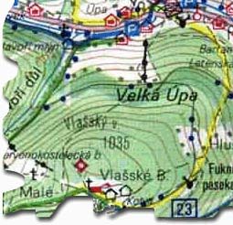 Landkarte der Umgebung Velka Upa